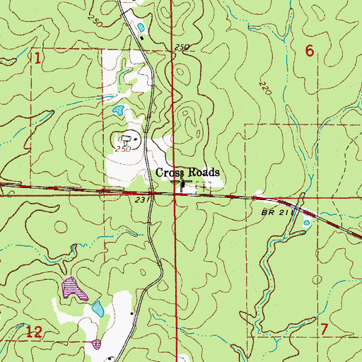 Topographic Map of Cross Roads Baptist Church, AR