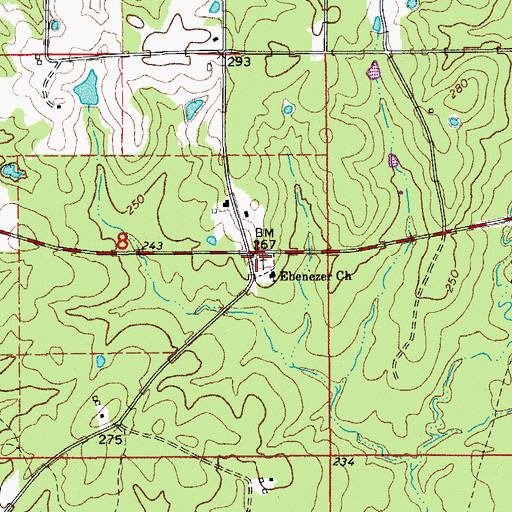 Topographic Map of Ebenezer Cemetery, AR