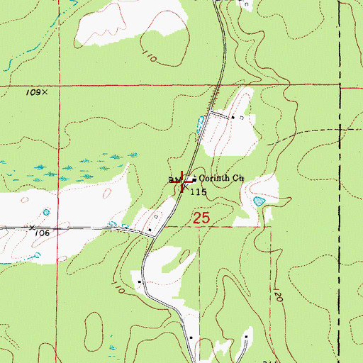 Topographic Map of Corinth School (historical), AR