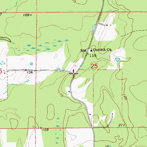 Topographic Map of Corinth, AR