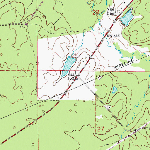 Topographic Map of Pirlte (historical), AR