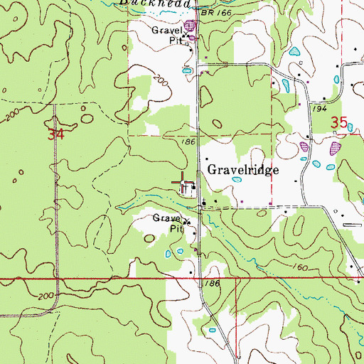 Topographic Map of Gravelridge Cemetery, AR