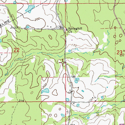 Topographic Map of Greens Chapel (historical), AR