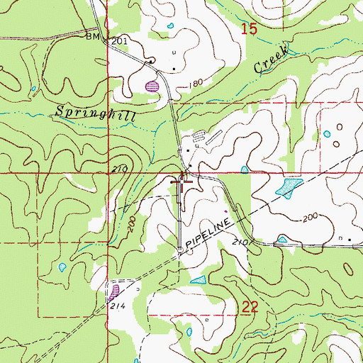 Topographic Map of Spring Hill School (historical), AR