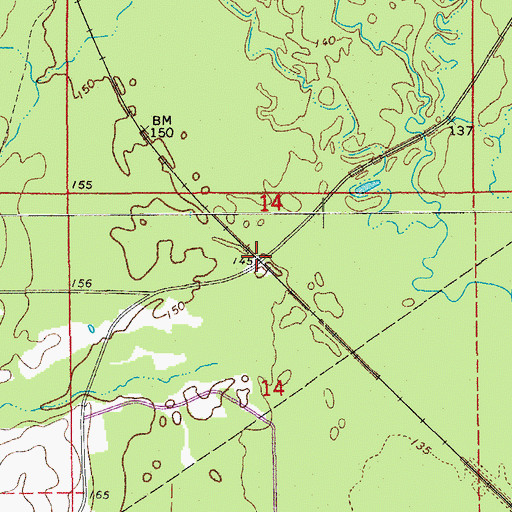 Topographic Map of Castleberry (historical), AR