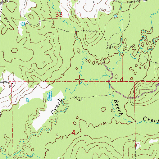 Topographic Map of Caney Creek, AR