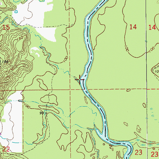 Topographic Map of Bradley Creek, AR