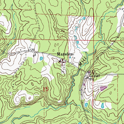 Topographic Map of Marsden Baptist Church, AR