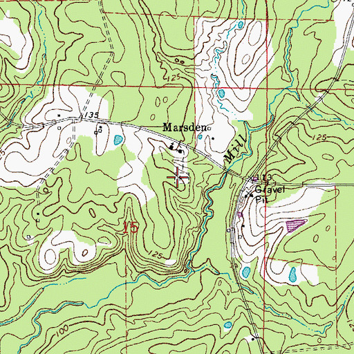 Topographic Map of Marsden Cemetery, AR