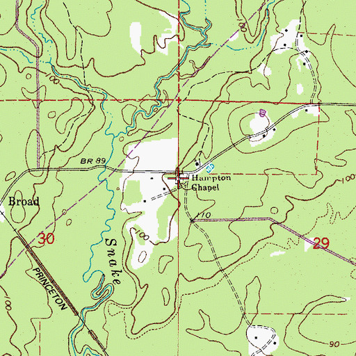 Topographic Map of Hampton Chapel Cemetery, AR