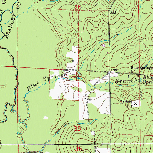 Topographic Map of Brown Branch, AR