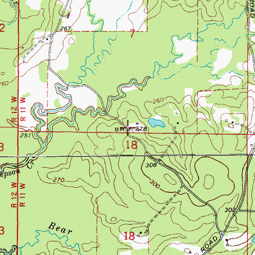 Topographic Map of Amber (historical), AR