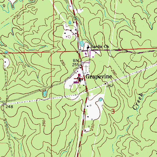 Topographic Map of Grapevine Elementary School, AR