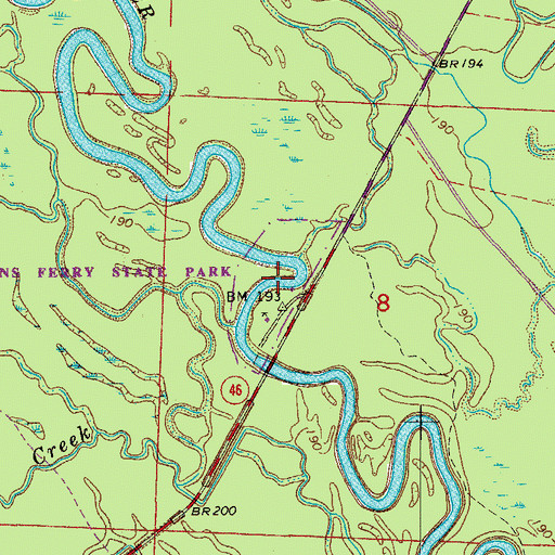 Topographic Map of Jenkins Ferry State Park, AR