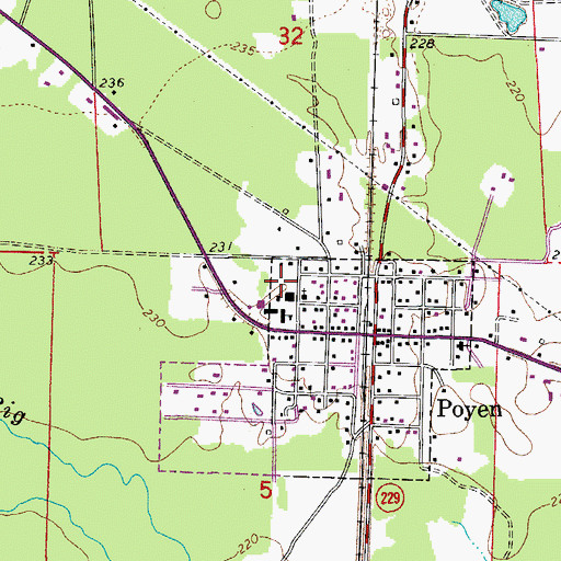 Topographic Map of Poyen High School, AR