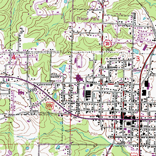 Topographic Map of Sheridan High School, AR