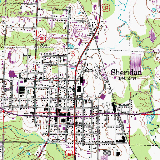 Topographic Map of Sheridan Junior High School, AR