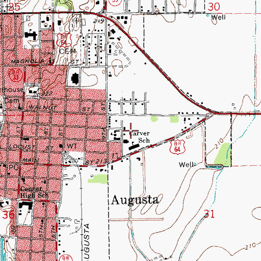 Topographic Map of Augusta Elementary School, AR