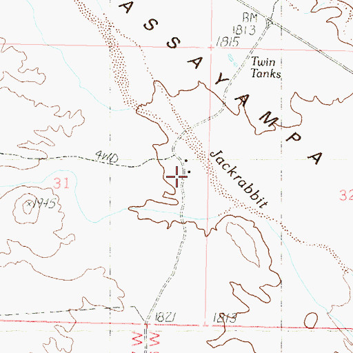 Topographic Map of Hovis Ranch, AZ