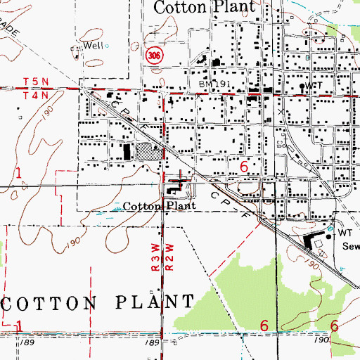 Topographic Map of Cotton Plant Elementary School, AR