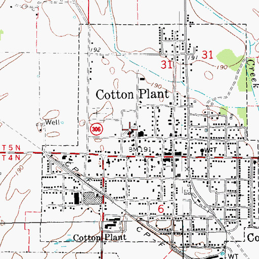 Topographic Map of Cotton Plant High School, AR