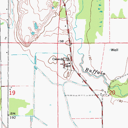 Topographic Map of Crowder Cemetery, AR