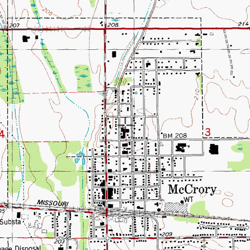 Topographic Map of McCrory High School, AR