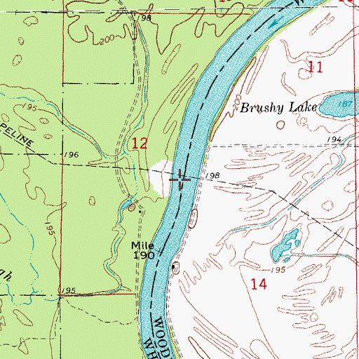 Topographic Map of Nine Mile Bend, AR