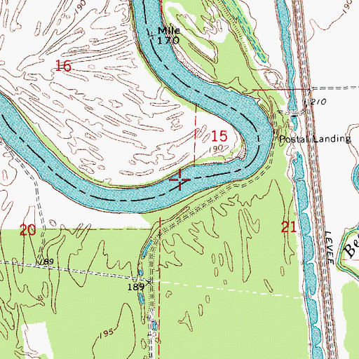 Topographic Map of Postal Bend, AR