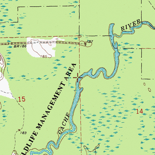 Topographic Map of Rex Hancock-Black Swamp Wildlife Management Area, AR