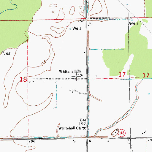 Topographic Map of Whitehall Cemetery, AR