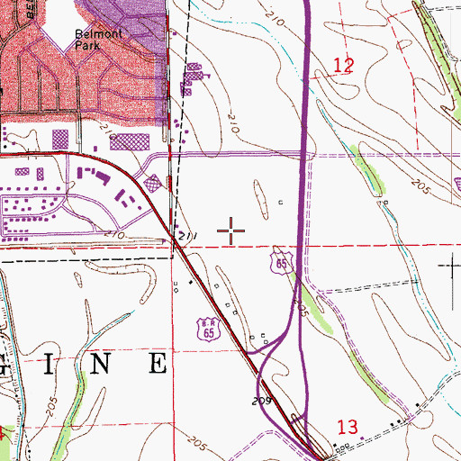 Topographic Map of Pines Mall Shopping Center, AR