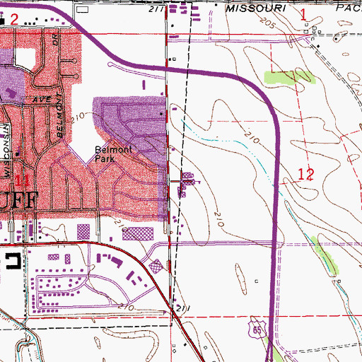Topographic Map of Belair Middle School, AR
