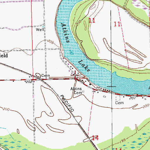 Topographic Map of Atkins Lake, AR