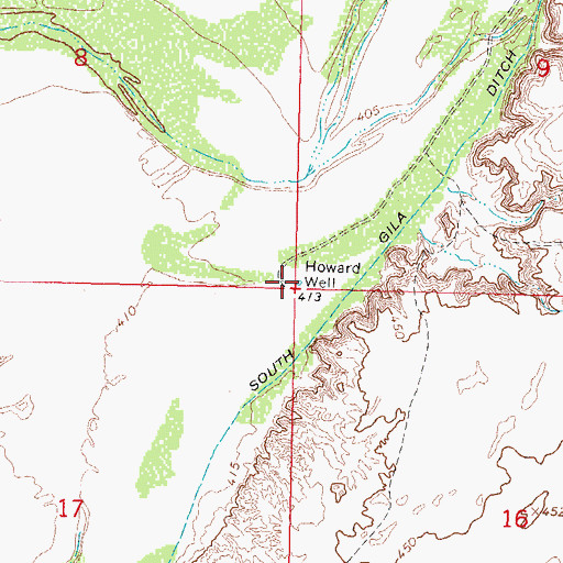 Topographic Map of Howard Well, AZ