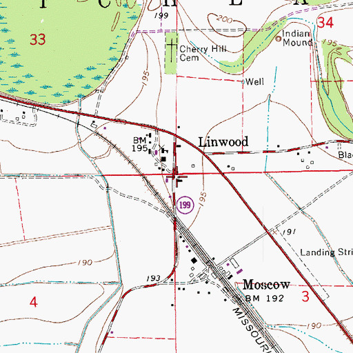 Topographic Map of Linwood Baptist Church, AR