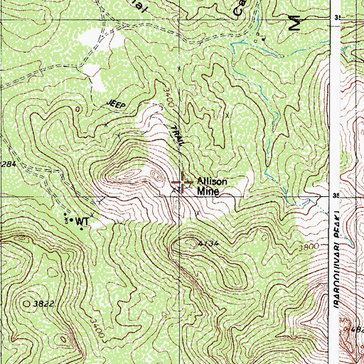 Topographic Map of Allison Mine, AZ