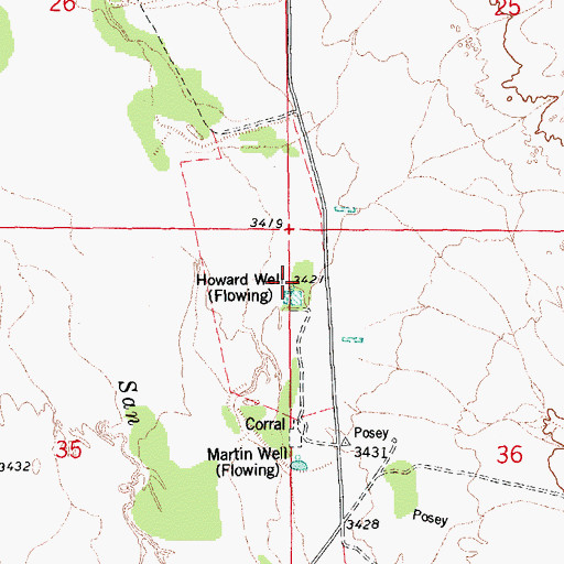 Topographic Map of Howard Well, AZ