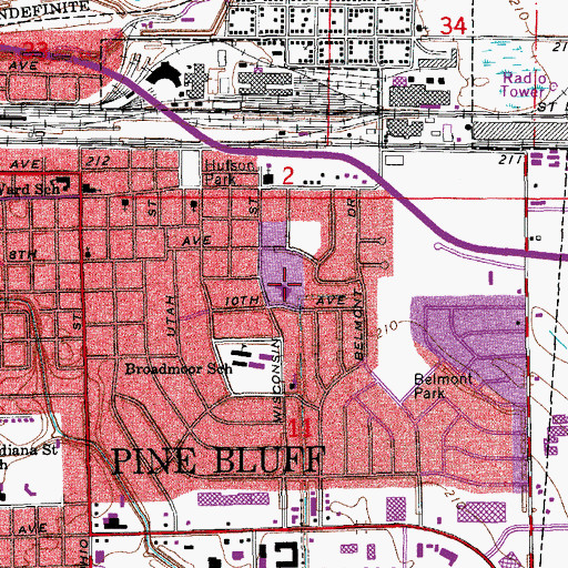 Topographic Map of Carr Memorial United Methodist Church, AR