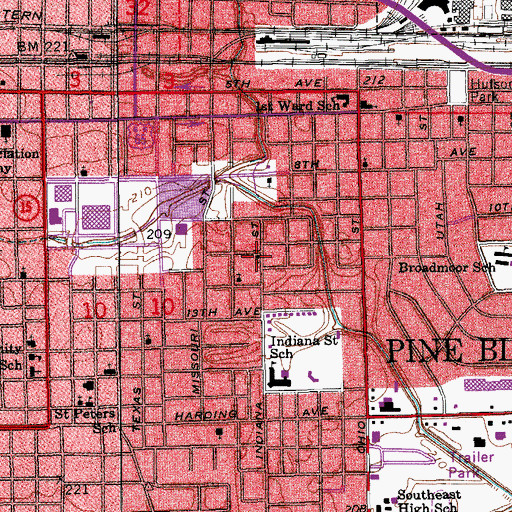 Topographic Map of Indiana Street Baptist Church, AR