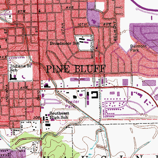 Topographic Map of Magic Mart Shopping Center, AR