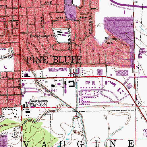 Topographic Map of East Side Baptist Church, AR