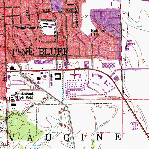 Topographic Map of East Plaza Shopping Center, AR