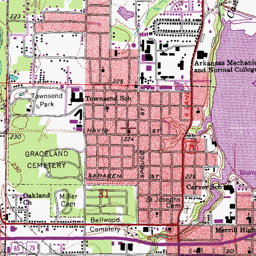 Topographic Map of Tabernacle Church of God in Christ, AR