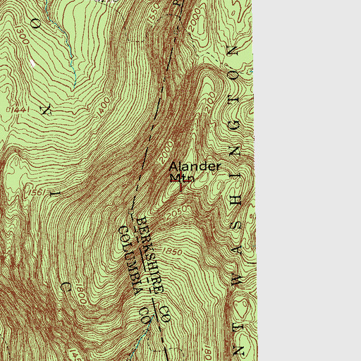 Topographic Map of Alander Mountain, MA