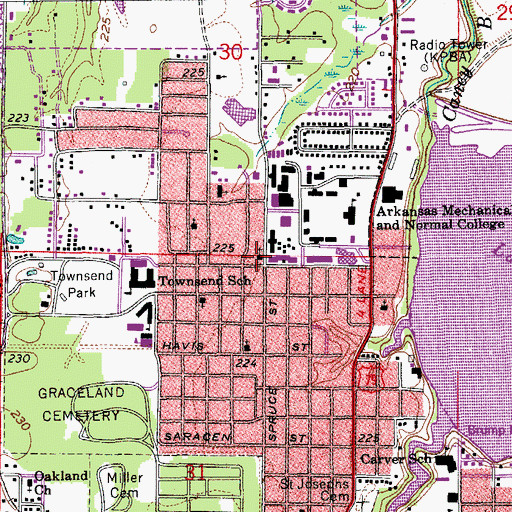 Topographic Map of Pine Hill Baptist Church, AR