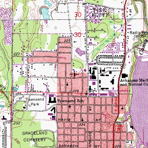 Topographic Map of College Heights Church of Christ, AR