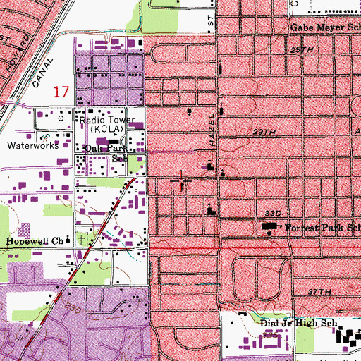Topographic Map of Oak Park Church of the Nazarene, AR
