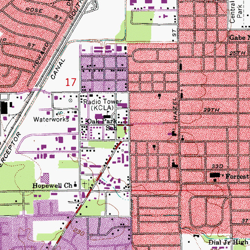 Topographic Map of Oak Park Freewill Baptist Church, AR