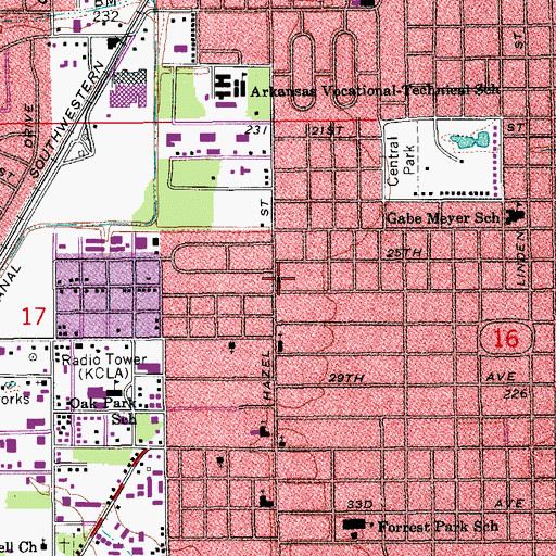 Topographic Map of First Immanuel Missionary Baptist Church, AR